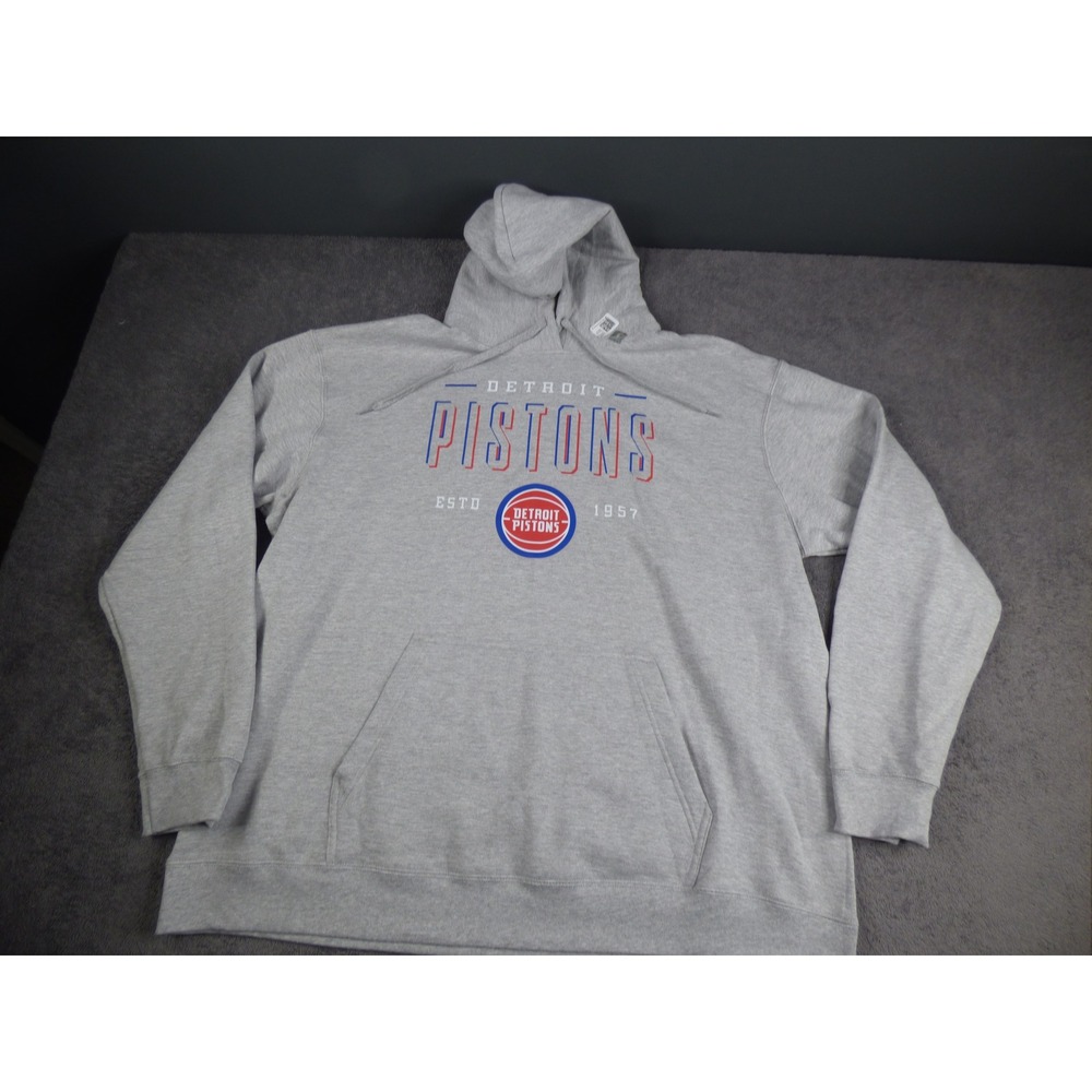 Detroit Pistons Hoodie Mens 2XL Gray Heather Graphic Sweatshirt Est 1957 NBA